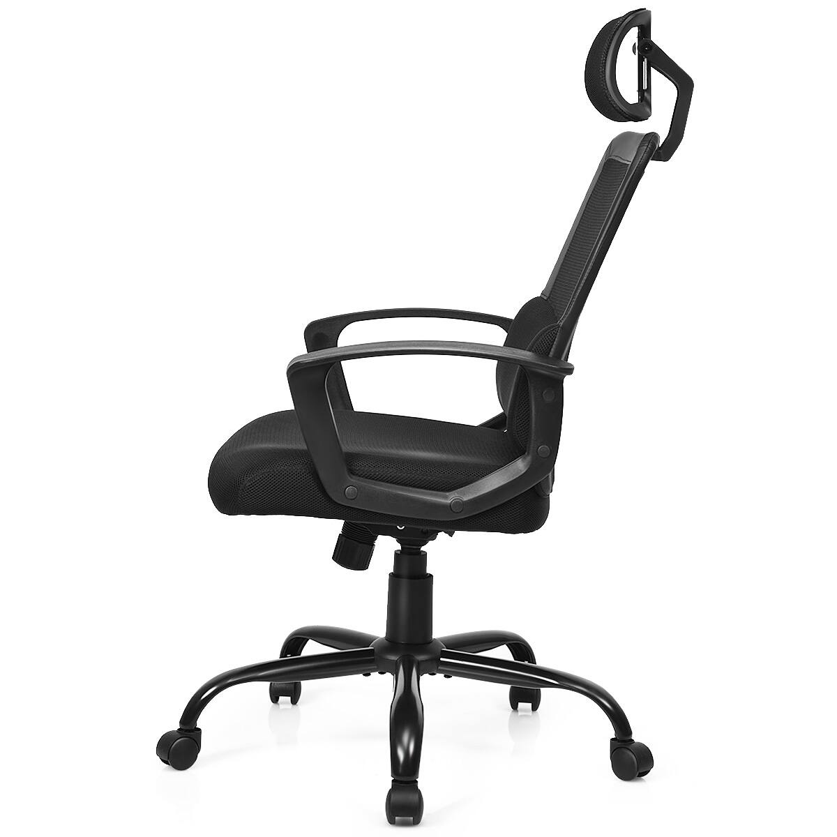 Alt View 1. Costway - Ergonomic High-Back Mesh Swivel Office Chair with Lumbar Support and Headrest - Black.