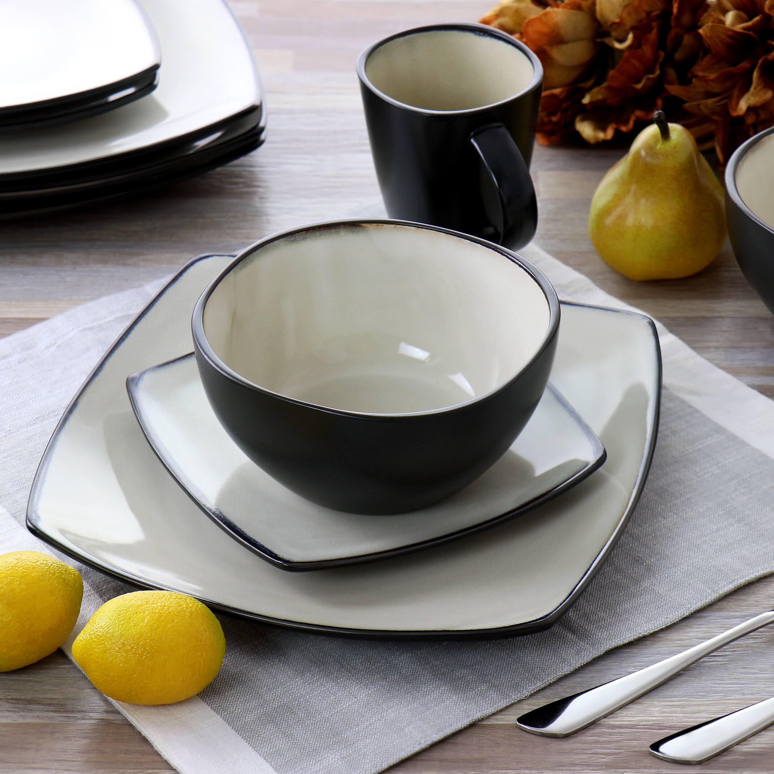 Alt View 8. Gibson - Gibson Elite Soho Lounge 16 Piece Square Stoneware Dinnerware Set in Sand - Sand.