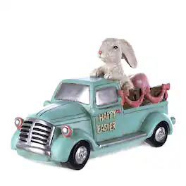 BreeBe - Easter Bunny in Car Figurine 9.5"L - Blue