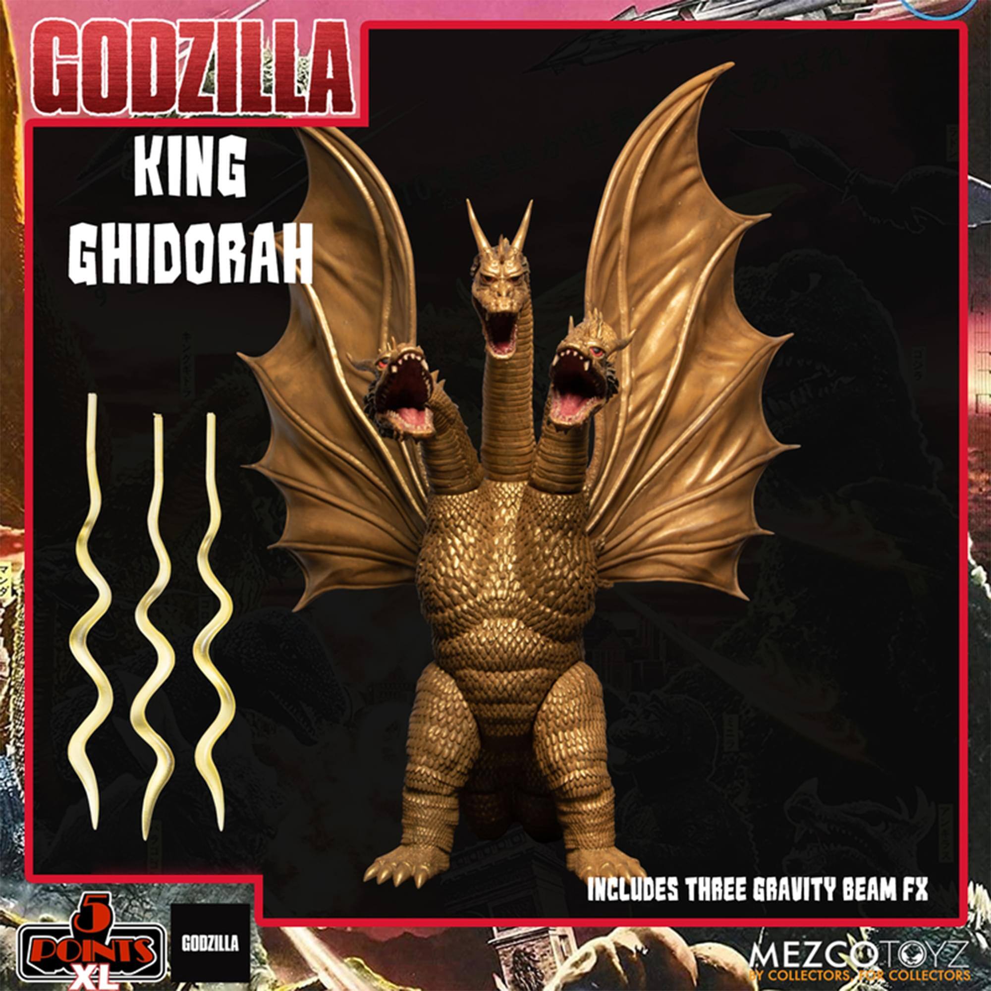 GODZILLA KING GHIDORAH 5 POINTS GOOZILLA XL INCLUDES THREE GRAVITY BEAM FX MEZGOTOYZ COLLECTORS