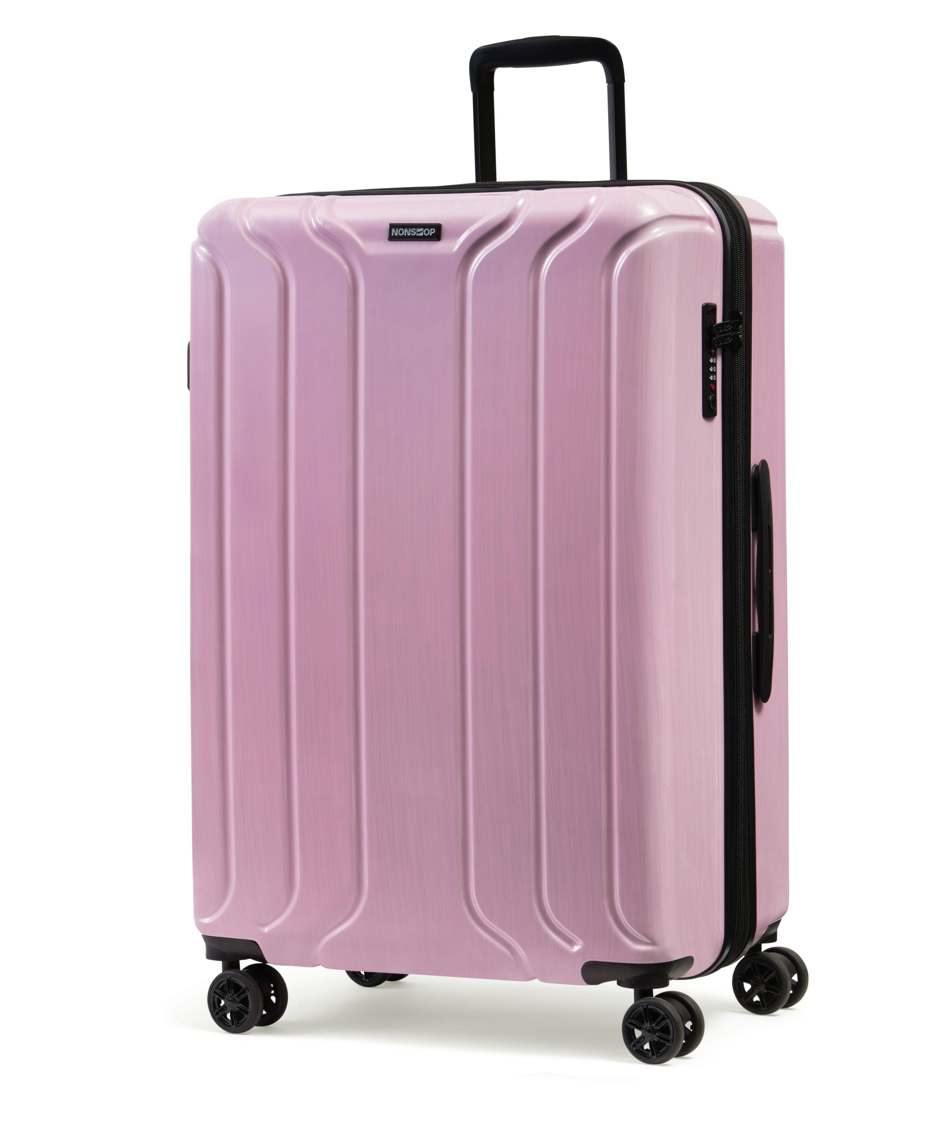 Angle. Nonstop - New York Elite 3 Piece (20"/24"/28") Luggage Set With 3 Packing Cubes - Blush Pink.