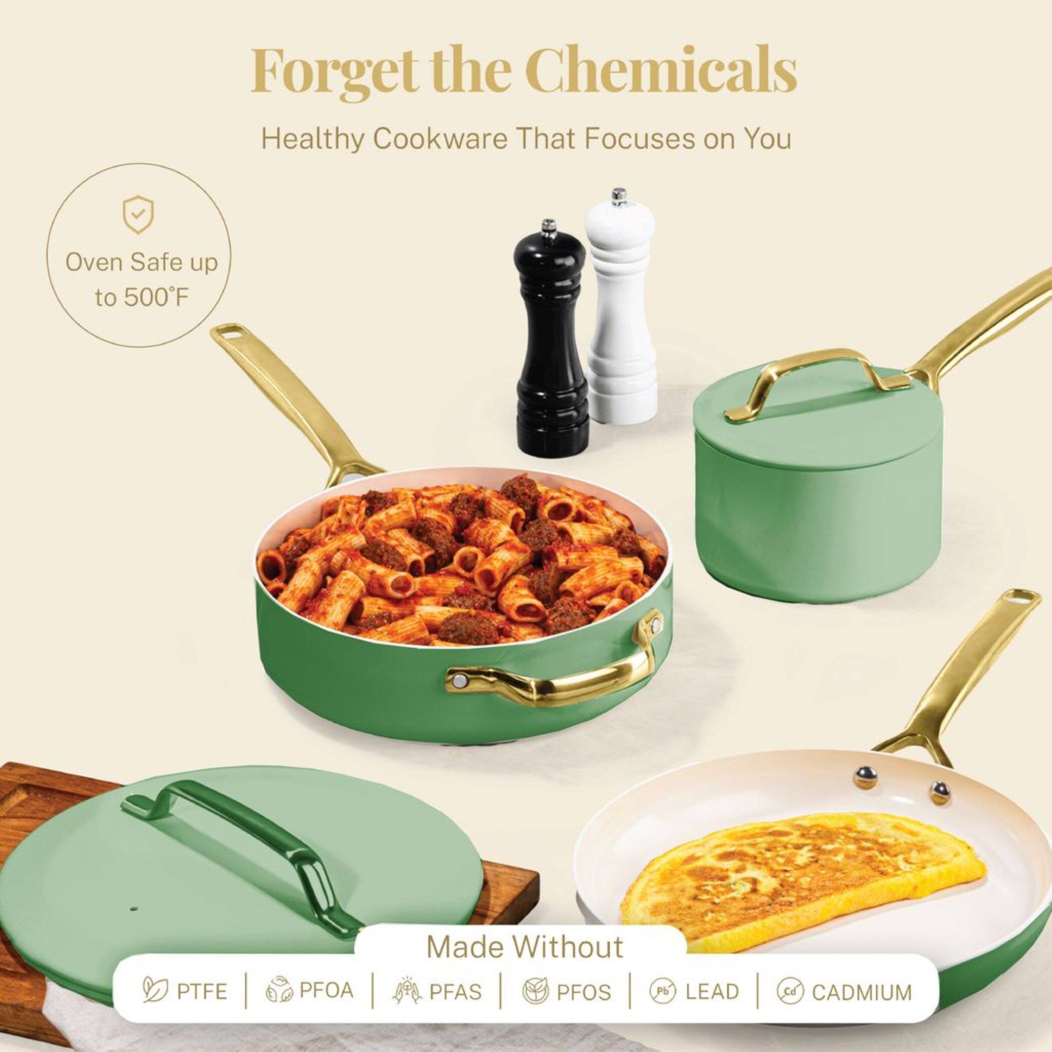 Forget the Chemicals
Healthy Cookware That Focuses on You
Oven Safe up to 500F
Made Without PTFE PFOA PFAS PFOS Pb LEAD CADMIUM