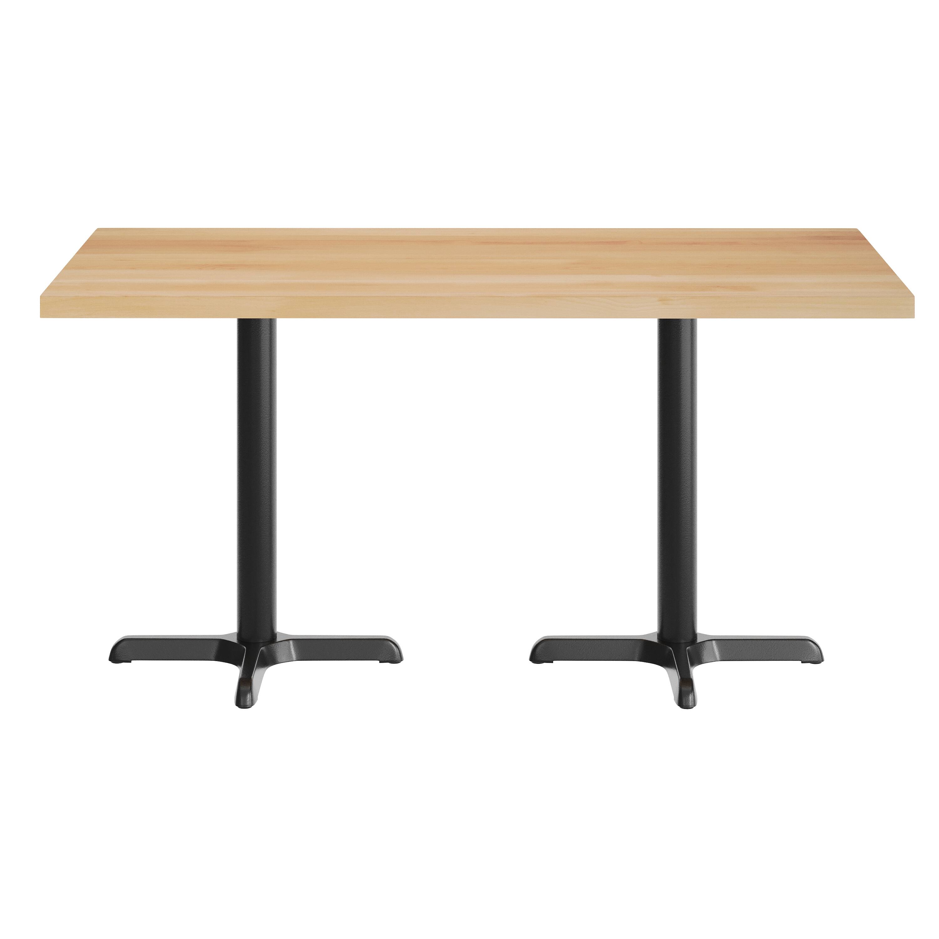Angle. Flash Furniture - Bennett 30" x 60" Solid Wood Commercial Indoor Tabletop in Natural with 22" x 22" Dining Height Rust-Resistant Black Cas - Natural.