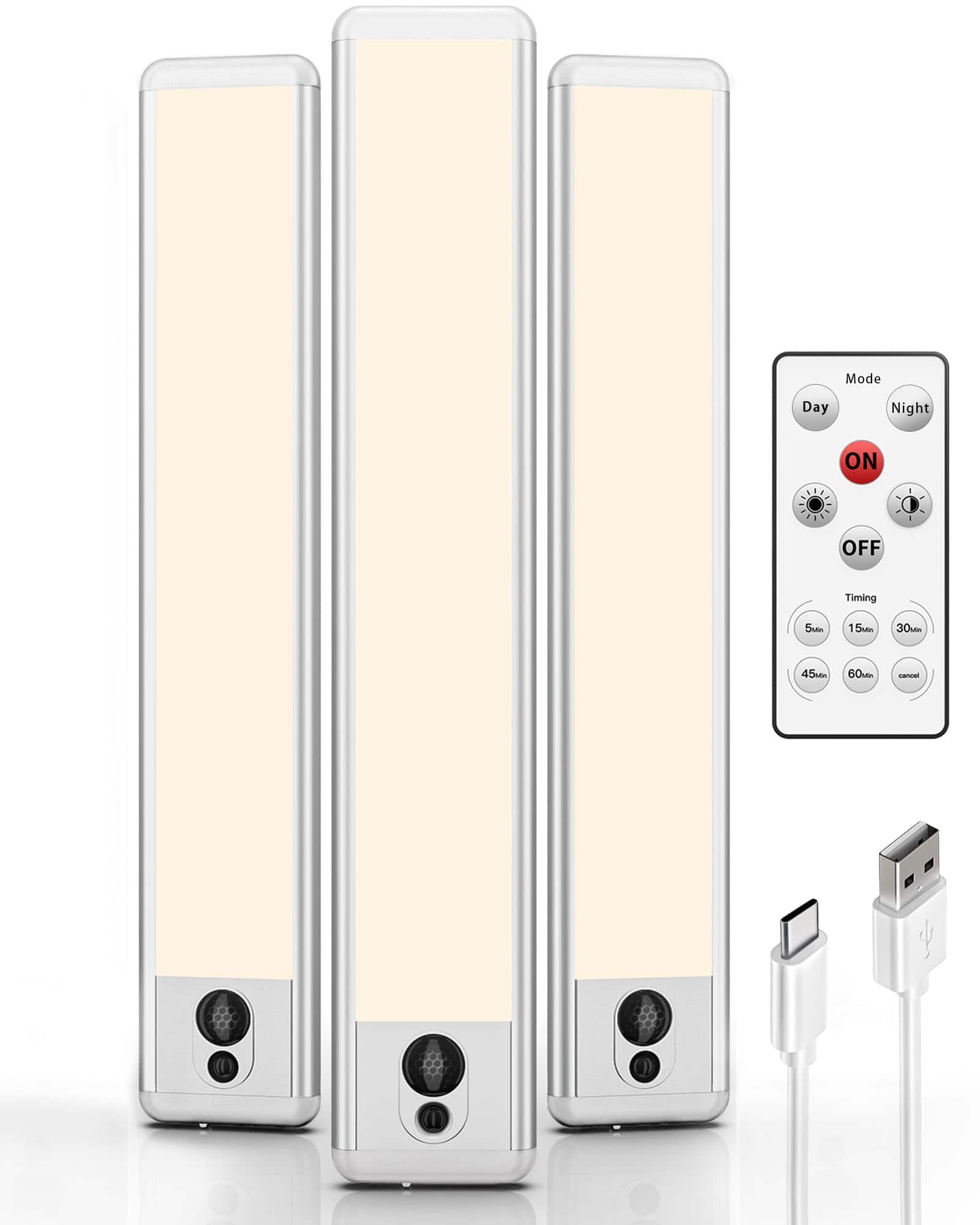 EZVALO - Under cabinet lighting wireless motion sensor with Remote-warm light 3 Pack-23cm - White