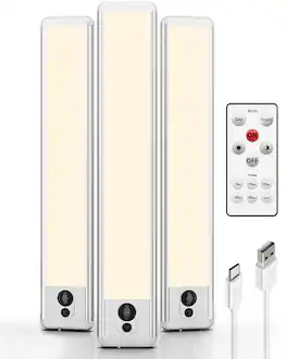 EZVALO - Under cabinet lighting wireless motion sensor with Remote-warm light 3 Pack-23cm - White