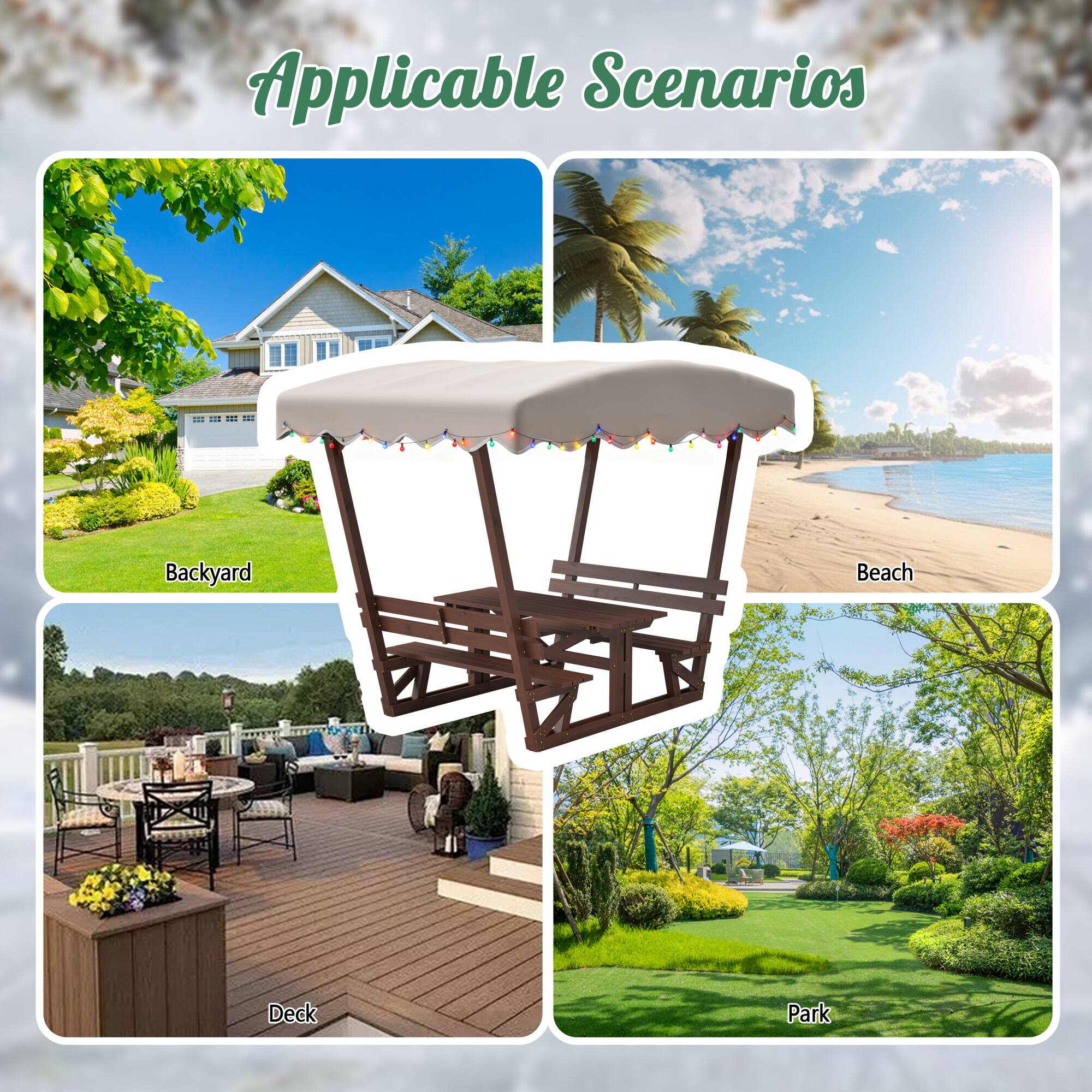 Applicable Scenarios

- Backyard
- Beach
- Deck
- Park