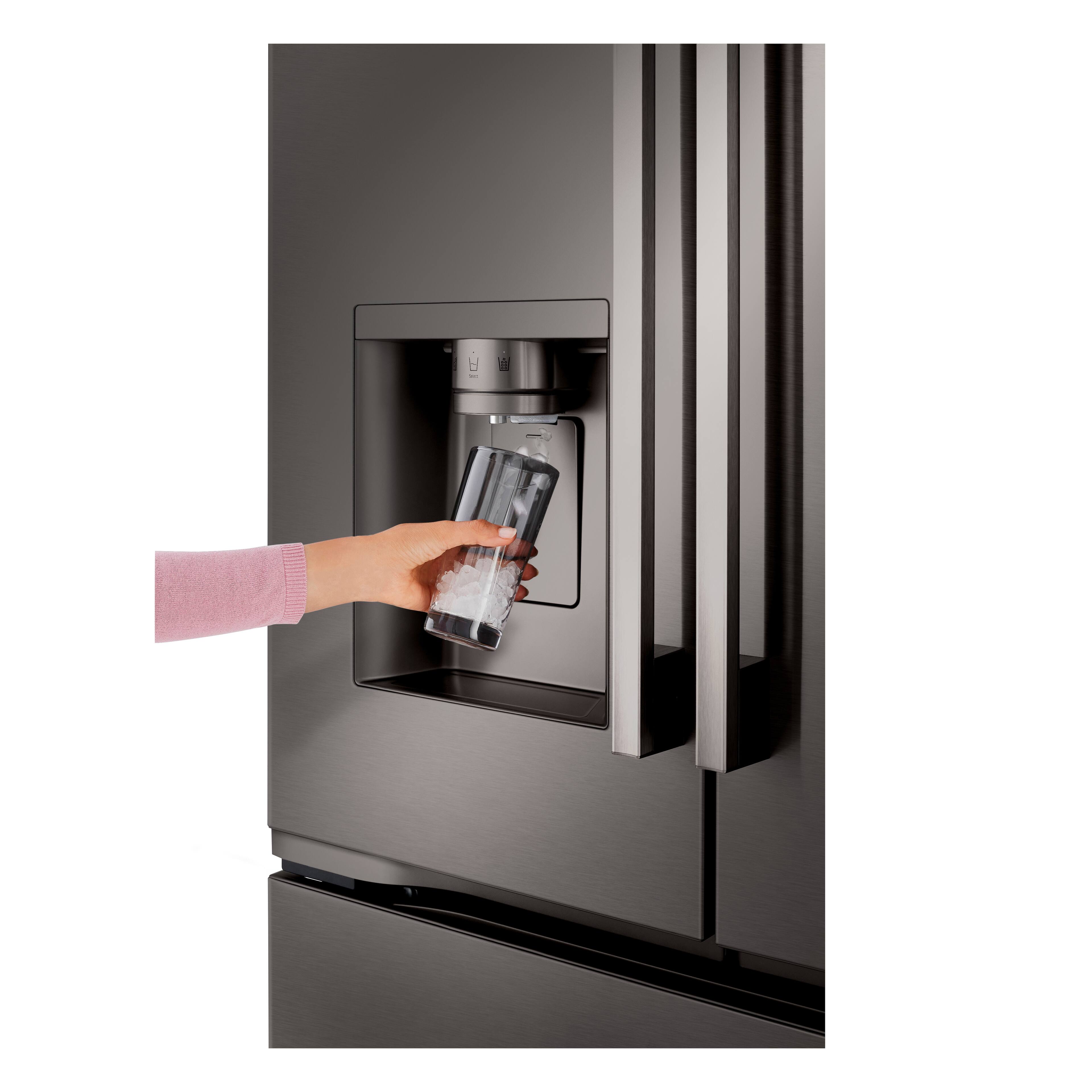 Alt View 15. LG - 36-in Counter-Depth MAX 23.7 Cu. Ft. French Door Smart Refrigerator with Zero Clearance and Dual Ice - PrintProof Black Stainless Steel.