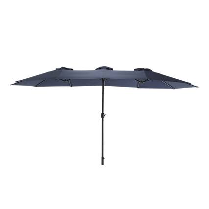 Front. Umeiluce - 15FT Double-Sided Twin Patio Umbrella Outdoor with Crank No Base-Gray - Gray.
