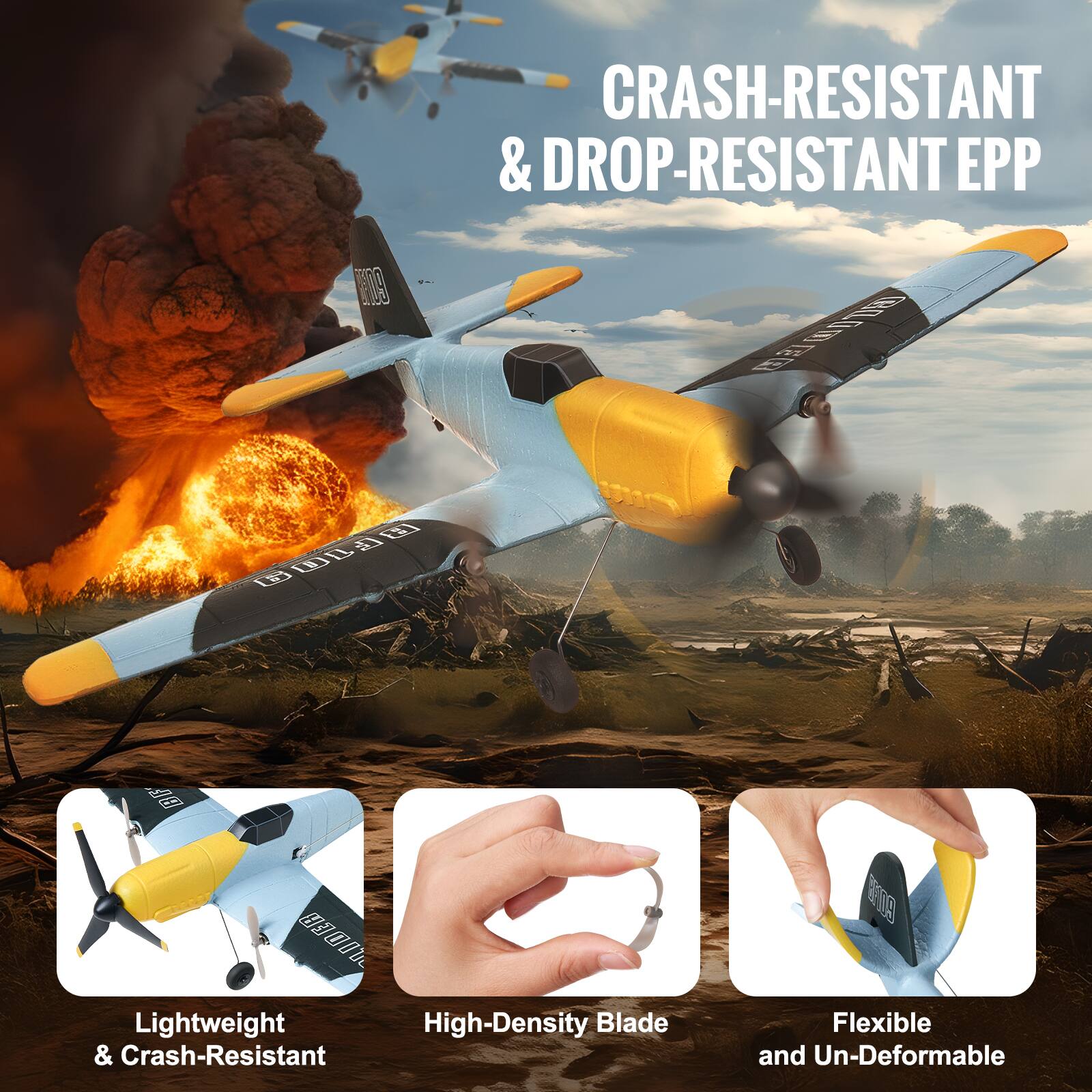 CRASH-RESISTANT & DROP-RESISTANT EPP

Lightweight & Crash-Resistant

High-Density Blade

Flexible and Un-Deformable