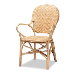 bali & pari - Genna Modern Bohemian Finished Rattan Dining Chair - Natural Brown