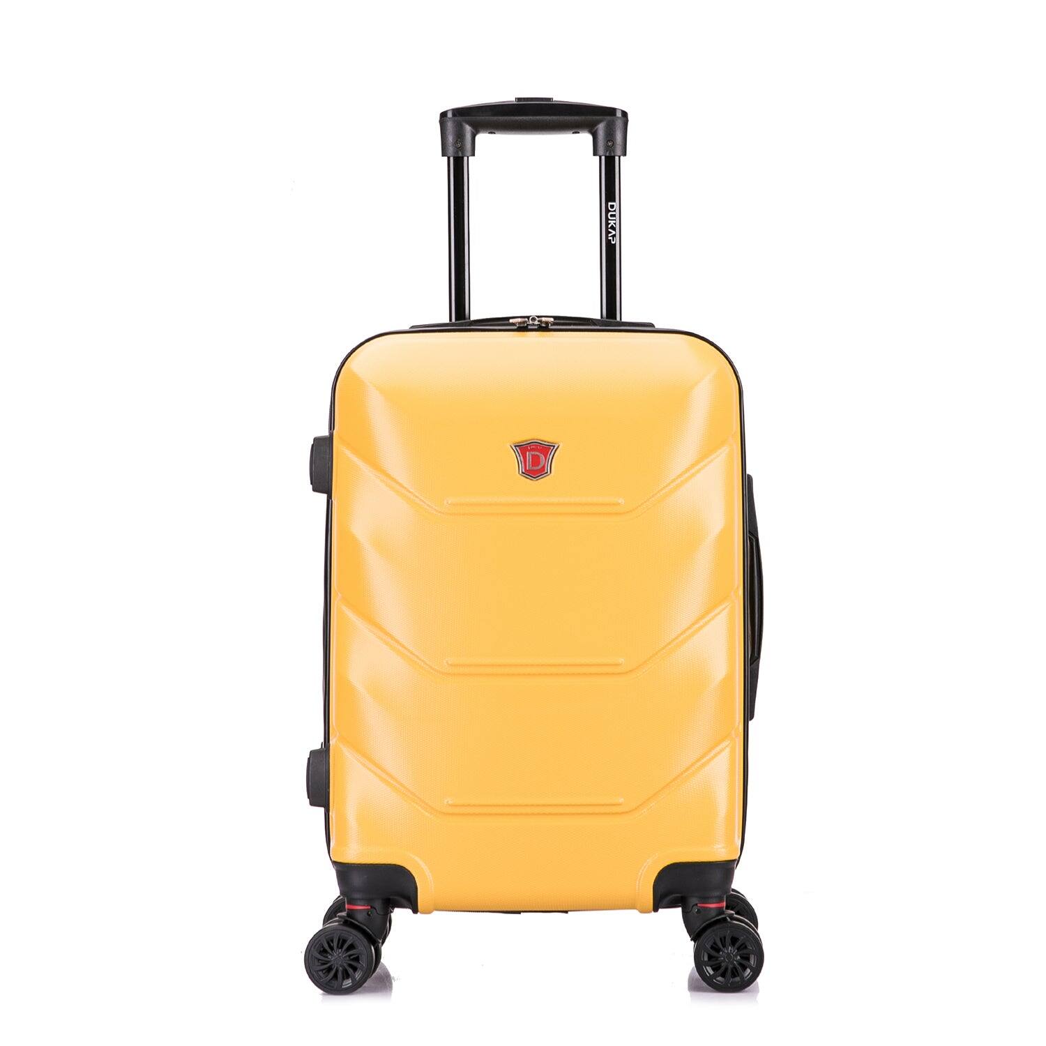 Angle. DUKAP - Zonix Lightweight Hardside Spinner Luggage 20" carry-on - MUSTARD.