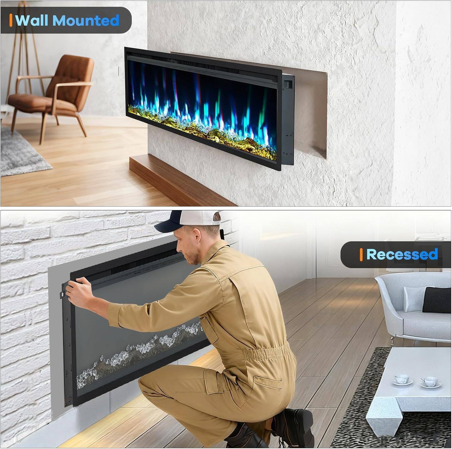 Wall Mounted  
Recessed