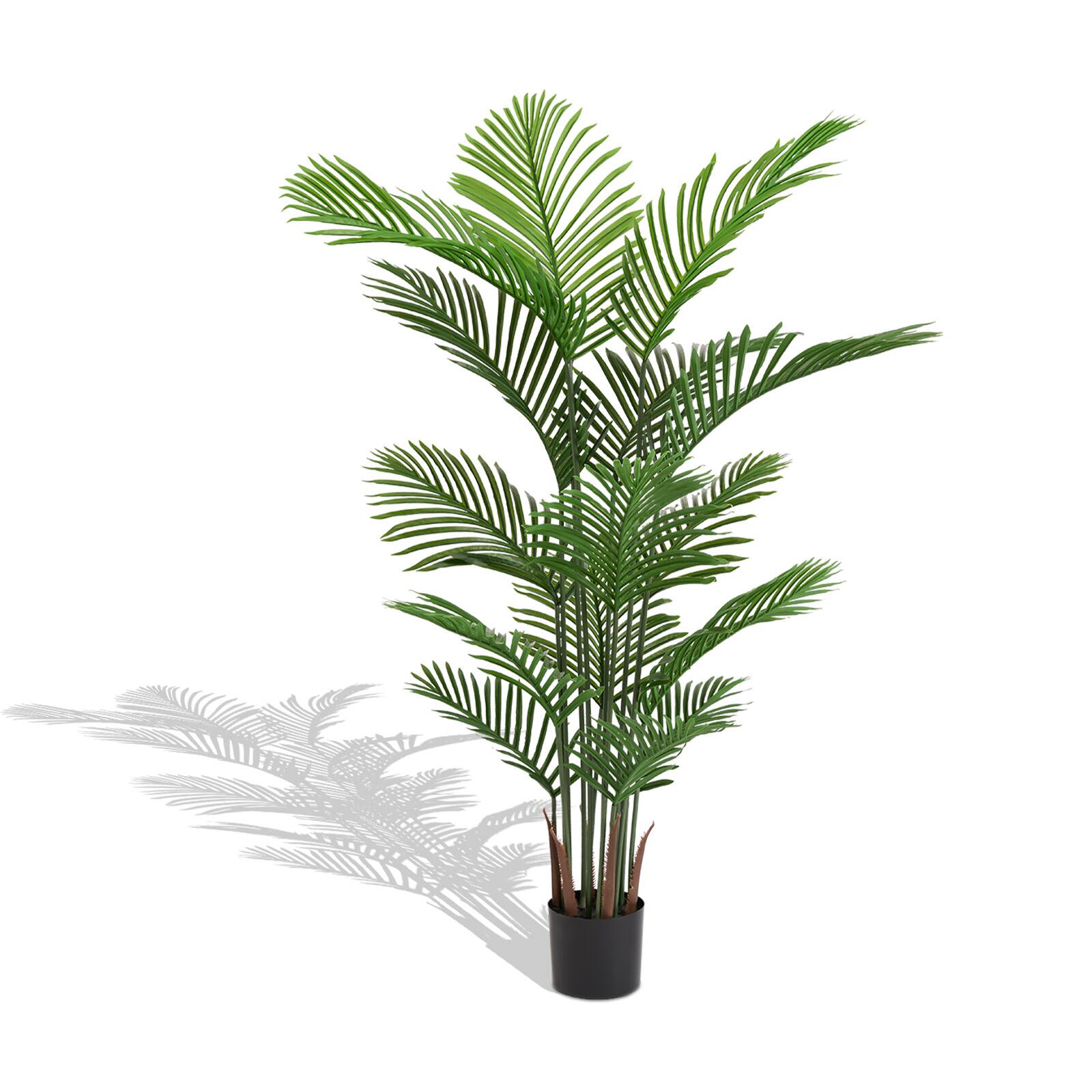 Alt View 8. Glintex - Artificial Areca Palm Plant, 5.2ft Tall Faux Tropical Dypsis Lutescens Tree in Pot for Indoor or Outdoor , 2pcs/set - Green.