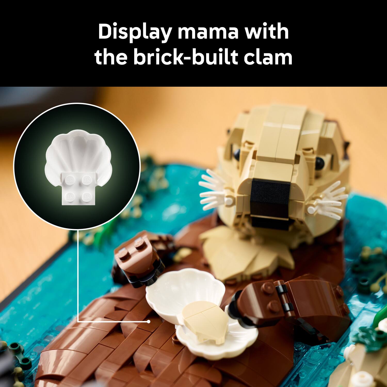 Display mama with the brick-built clam