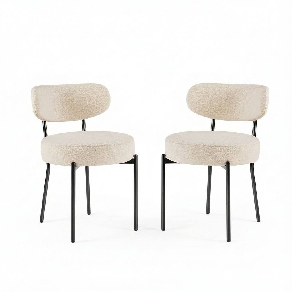 Front. AOITUN - Welzona dining chairs set of 2 beige - modern-style upholstered kitchen dining room chairs - White.