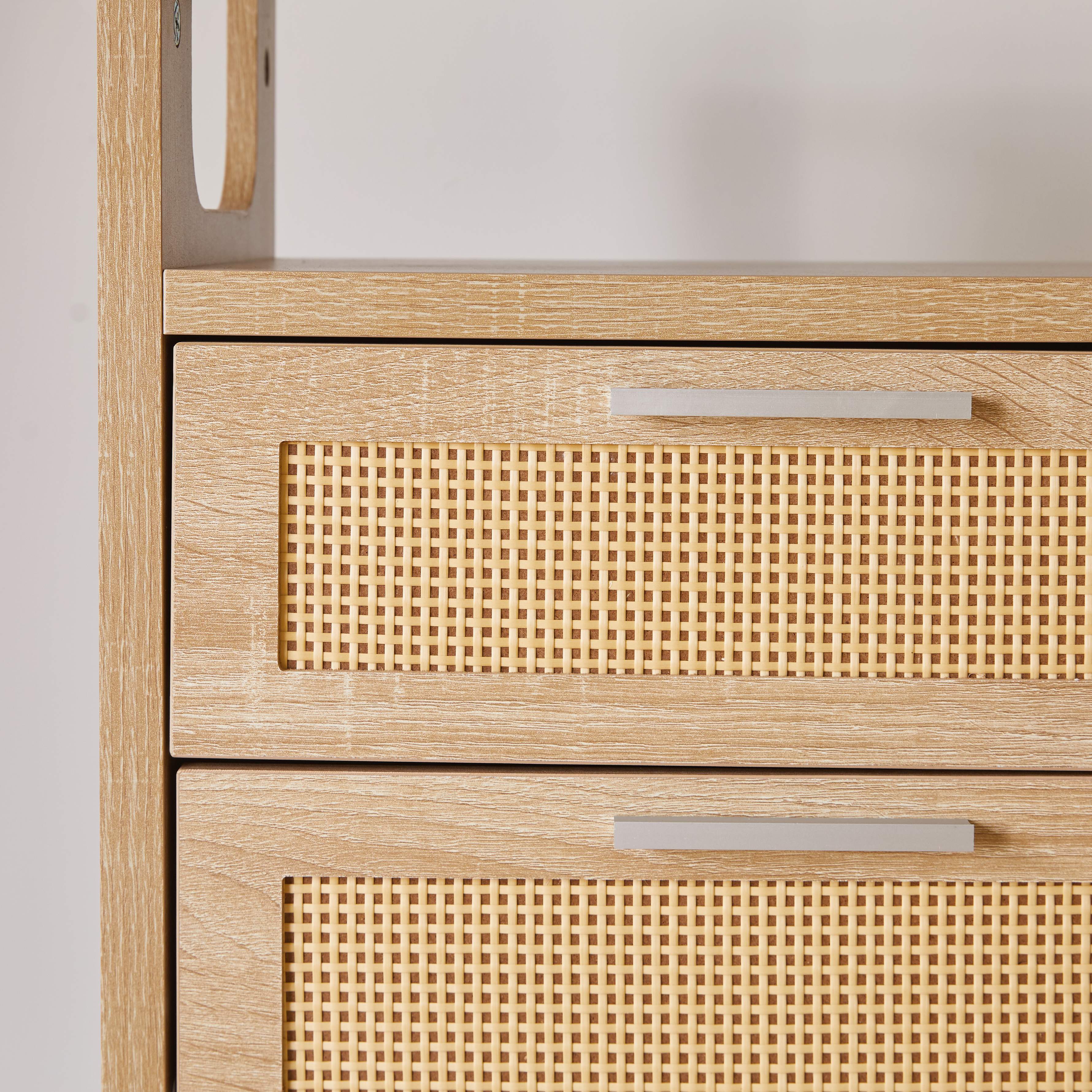 Angle. Whisen - Set of 2 Nightstand with 2-Drawer Storage,Rattan-Front Bedside Table for Bedroom with Handles - Natural.