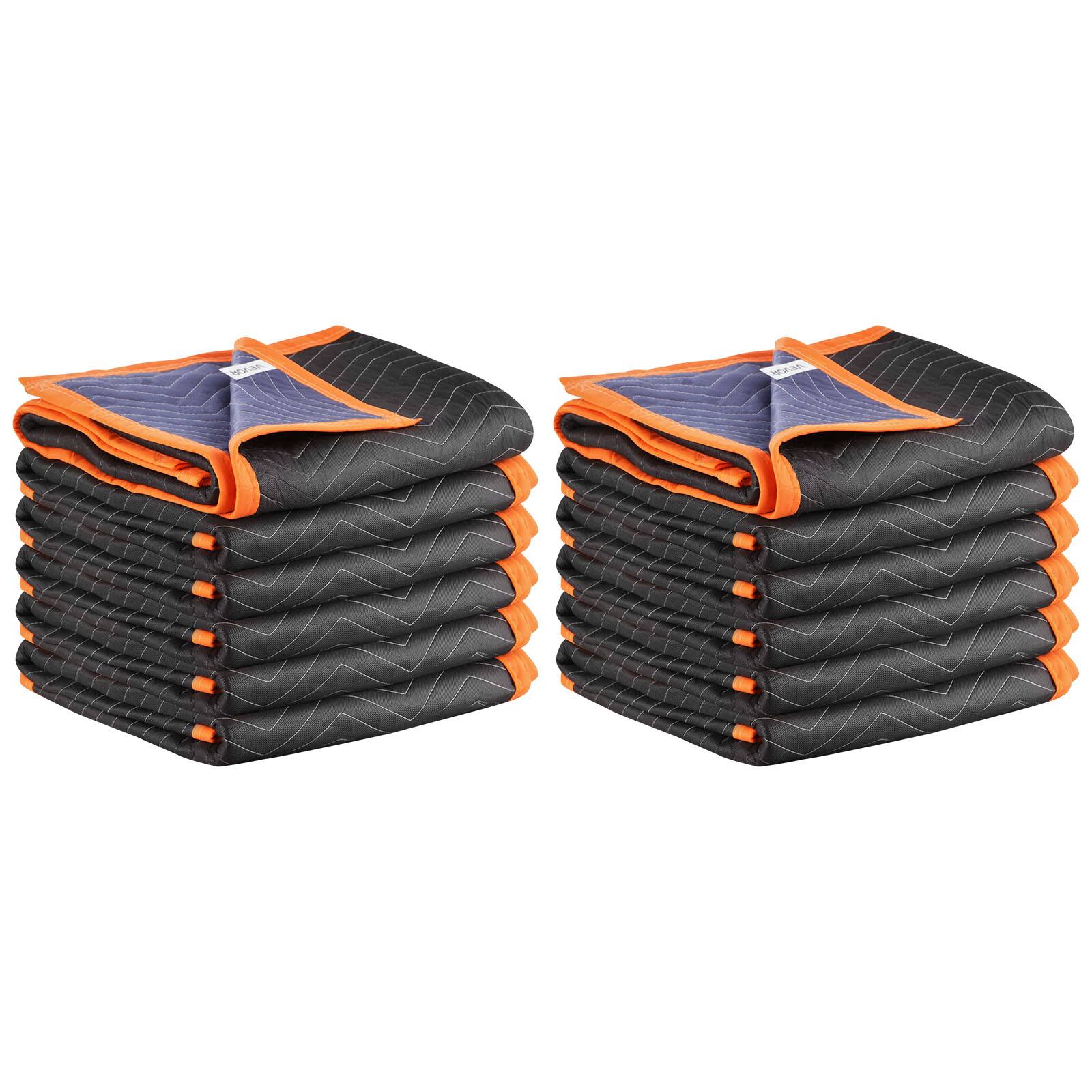 Alt View 5. VEVOR - Moving Blankets 12 Pcs, 72 x 40 in (32 lbs/dz) Large Packing Blankets with Cotton Filling, Heavy Duty Nonwoven Fabric - Black;Dark Blue;Orange.