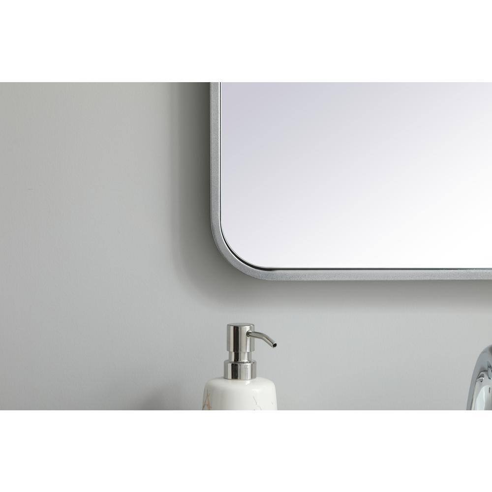 Alt View 3. Elegant Decor - Soft corner metal rectangular mirror 20x36 inch in Silver - Silver.