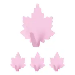 Unique Bargains - 4pcs Leaf Shaped Wall Hooks, Metal Adhesive Towel Hook, Heavy Duty Sticky for Bathroom Kitchen Office Keys Coats - Pink