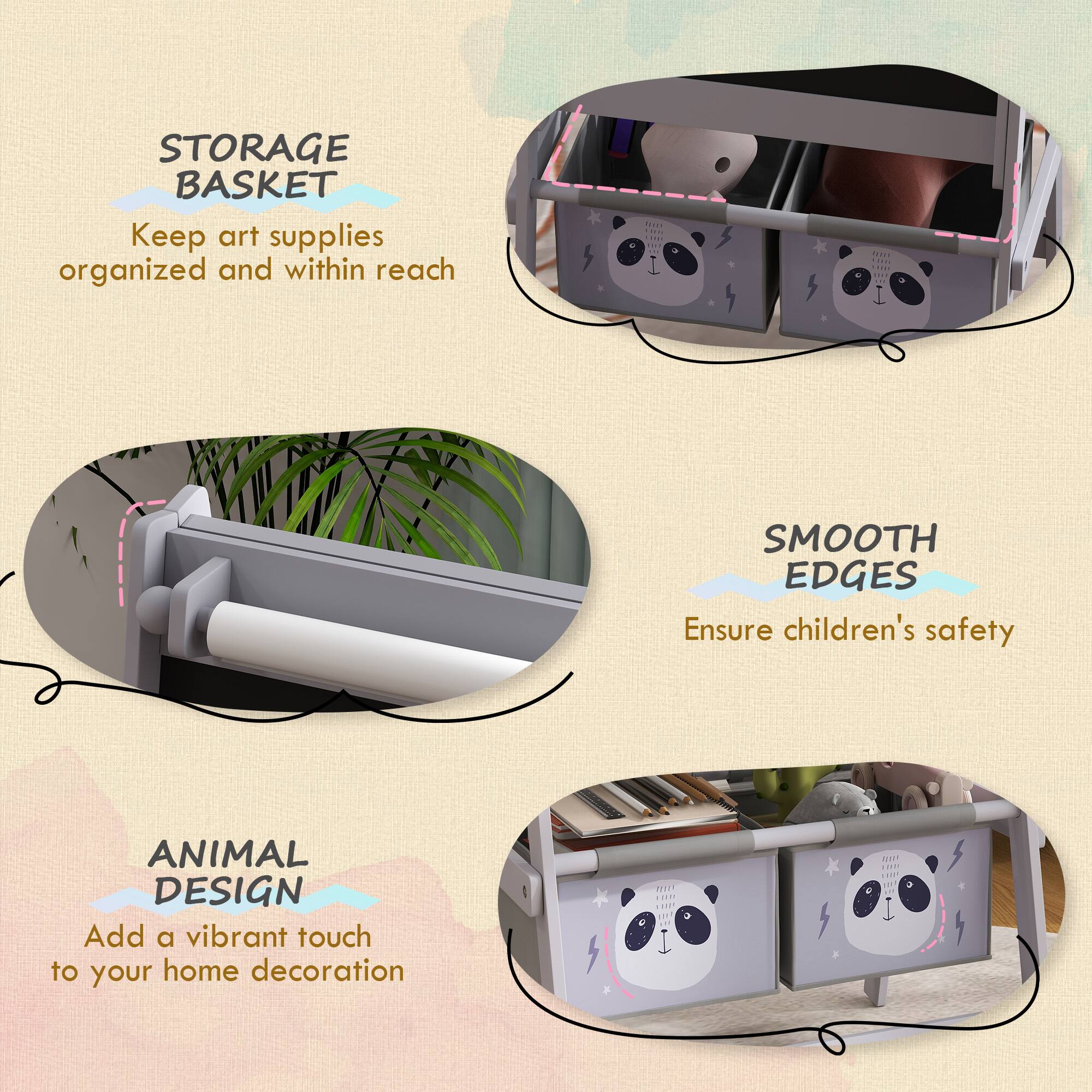 STORAGE BASKET  
Keep art supplies organized and within reach  

SMOOTH EDGES  
Ensure children's safety  

ANIMAL DESIGN  
Add a vibrant touch to your home decoration