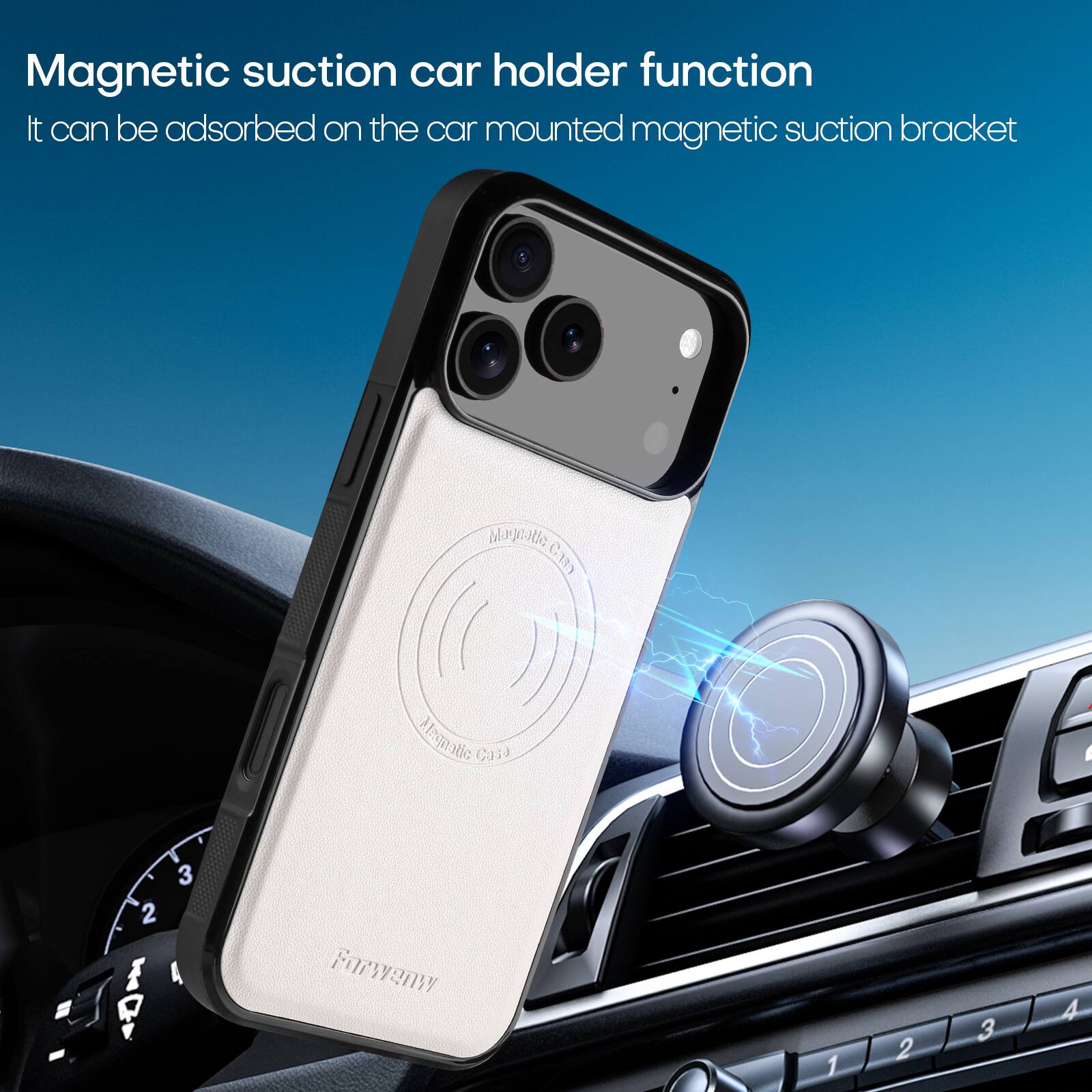 Magnetic suction car holder function  
It can be adsorbed on the car mounted magnetic suction bracket  

Magnette QHEE  
Magnatic Casa  

2 P  
3  
Forwenw  
1  
2  
3  
4