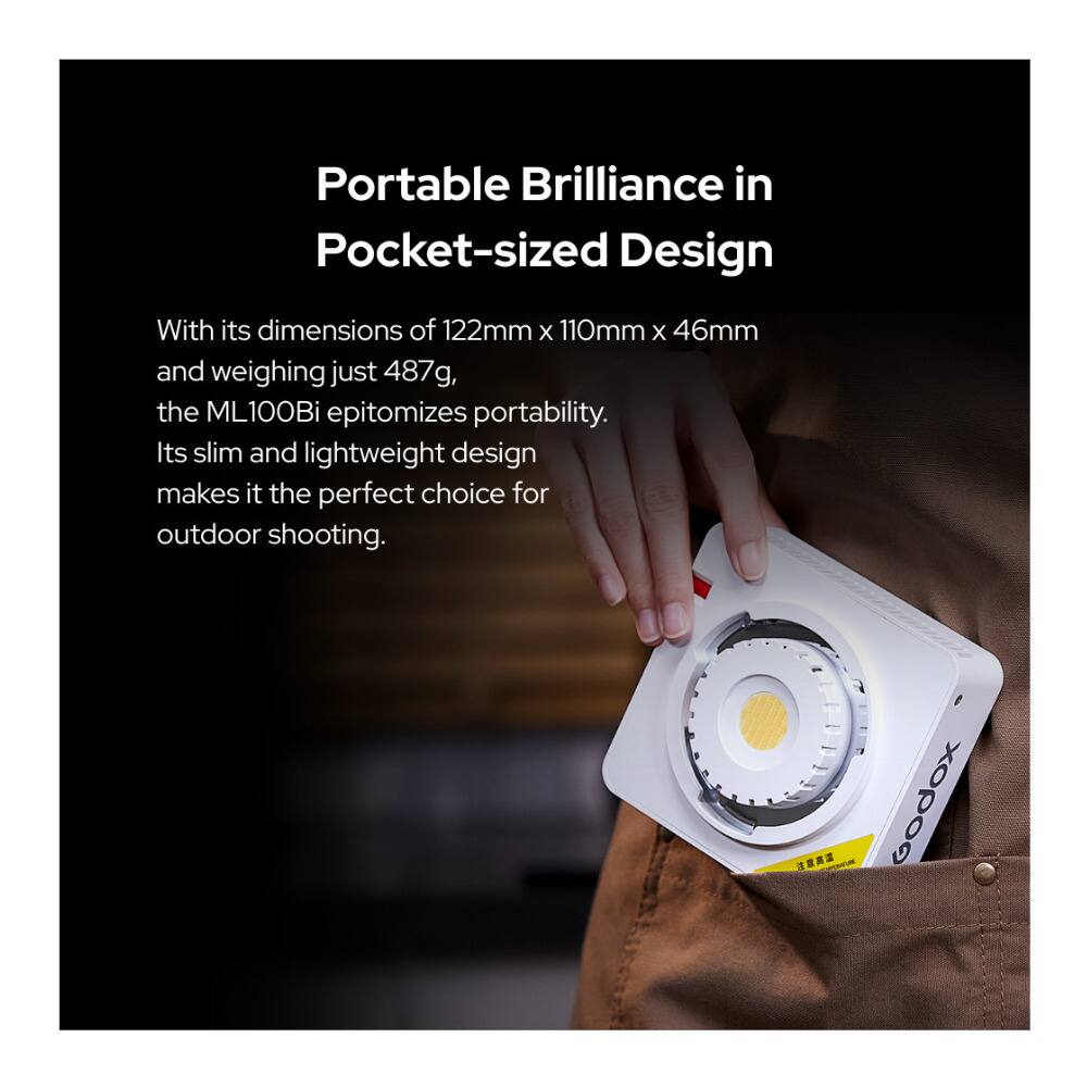 Portable Brilliance in Pocket-sized Design

With its dimensions of 122mm x 110mm x 46mm and weighing just 487g, the ML100Bi epitomizes portability. Its slim and lightweight design makes it the perfect choice for outdoor shooting.