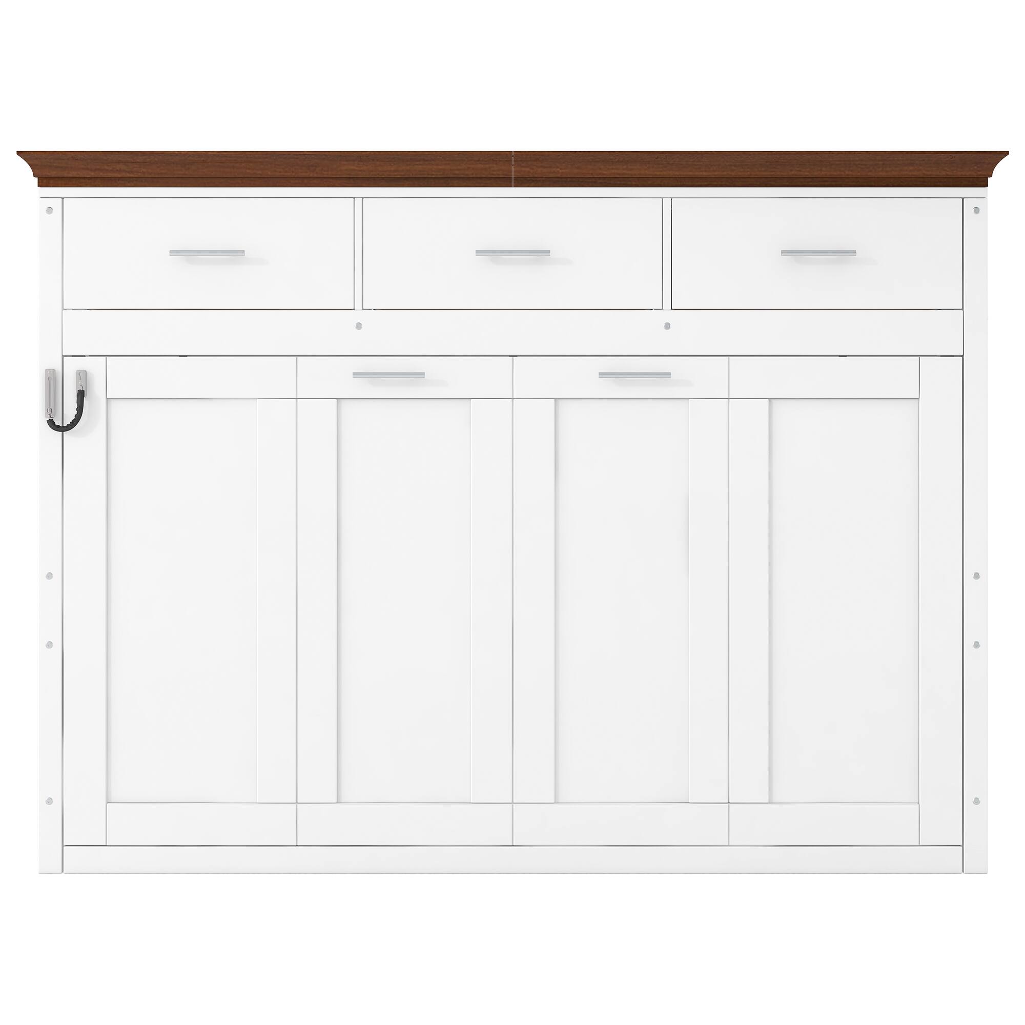 Alt View 2. Whisen - Twin Size Murphy Bed with 3 Drawers, Space-Saving Bedroom Furniture Frame, MDF and LVL Construction - White.