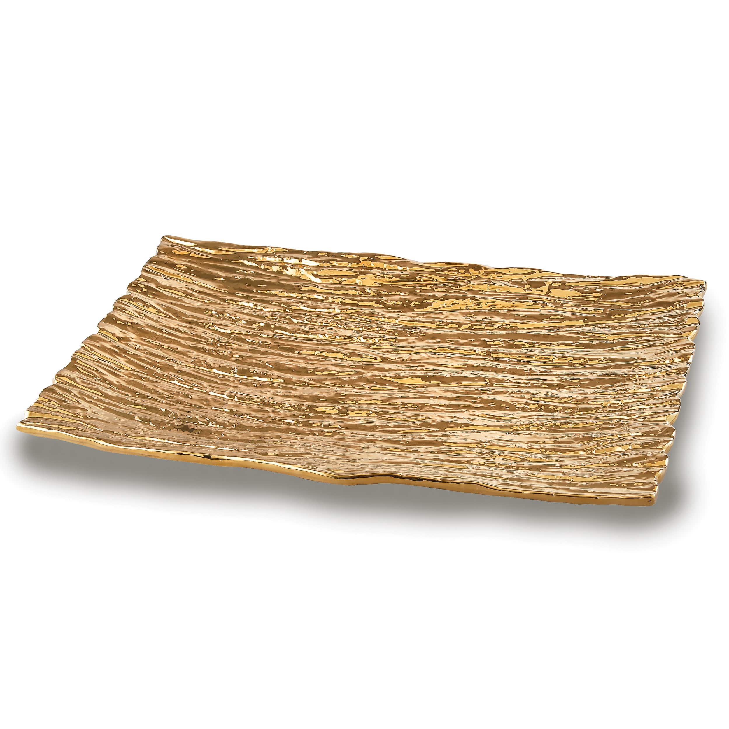 "Jiallo - Botanic Collection Titanium Porcelain tree bark tray 15.5 x 8.75"" Gold - Color: Gold" price history on PriceWatchPro