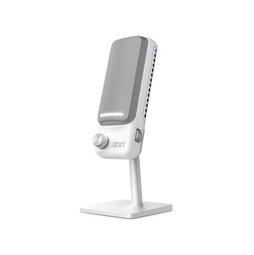 NZXT - Capsule Elite Premium Wired Cardioid Condenser Microphone with Multi-Position Design - White - Front_Zoom