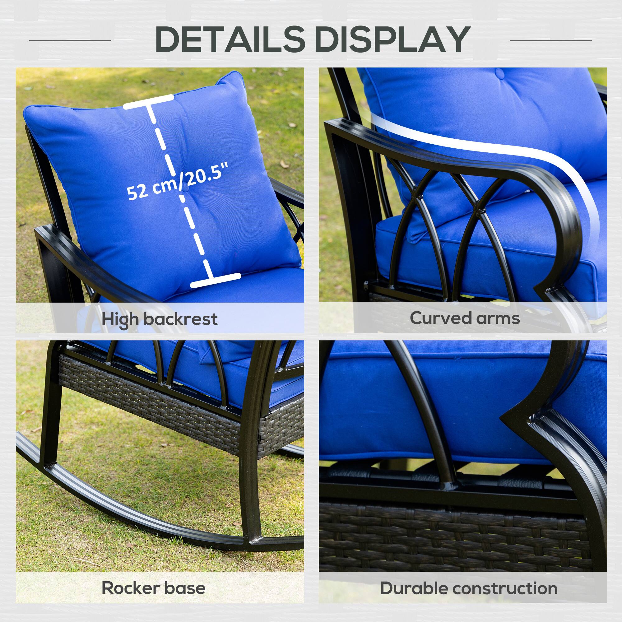 DETAILS DISPLAY

- 52 cm/20.5"
- High backrest
- Curved arms
- Rocker base
- Durable construction