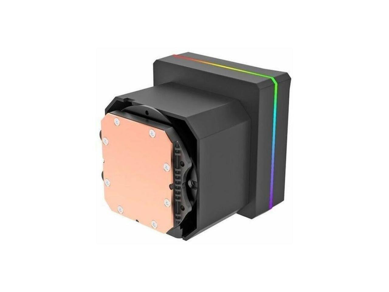 Alt View 4. Thermaltake - Thermaltake TH240-S V3 ARGB CPU Liquid Cooler, 240mm Rad, 3.95" LCD, Intel/AMD, Black - Black.