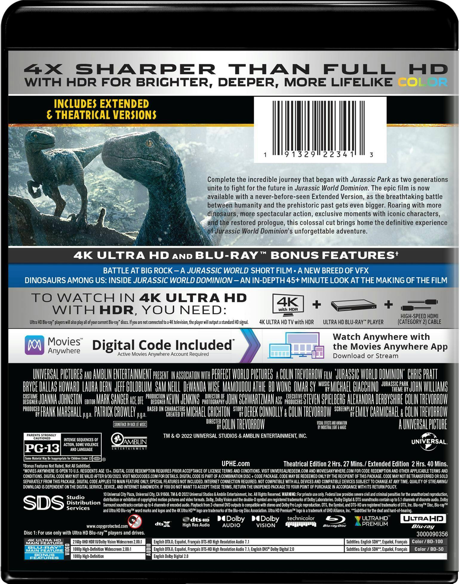 Back. Jurassic World: Dominion (4K Ultra HD + Blu-ray) [UHD].