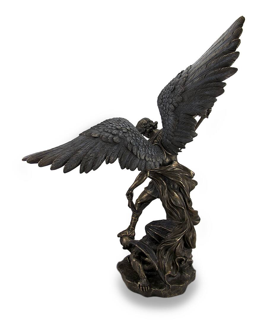 Alt View 2. Veronese Design - Saint Michael Slays Lucifer Bronzed Sculptured Statue 31 in. - Bronze.