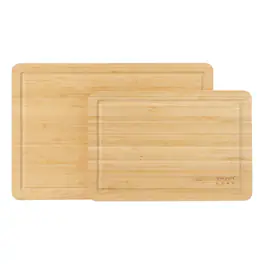 Gibson - Home Forestview 2 Piece Rectangle Bamboo Cutting Board Set with Juice Grooves - Brown