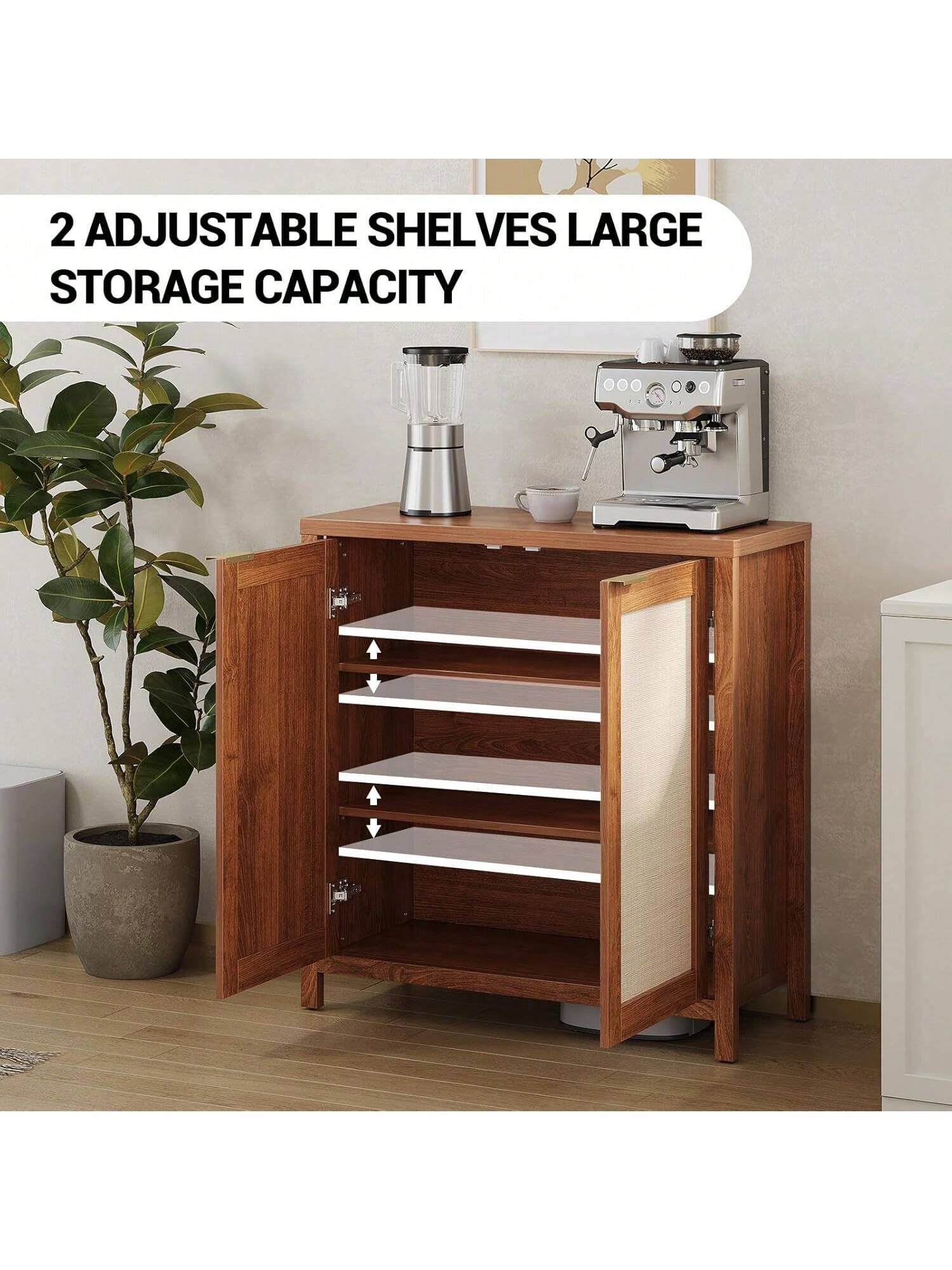 2 Adjustable Shelves Large Storage Capacity