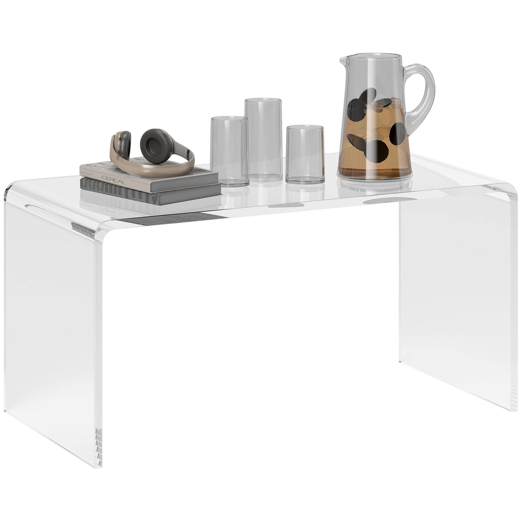 Front. Homcom - 0.6" Thick Acrylic Coffee Table, 32" Long Rectangle Waterfall Coffee Table, Clear - Clear.