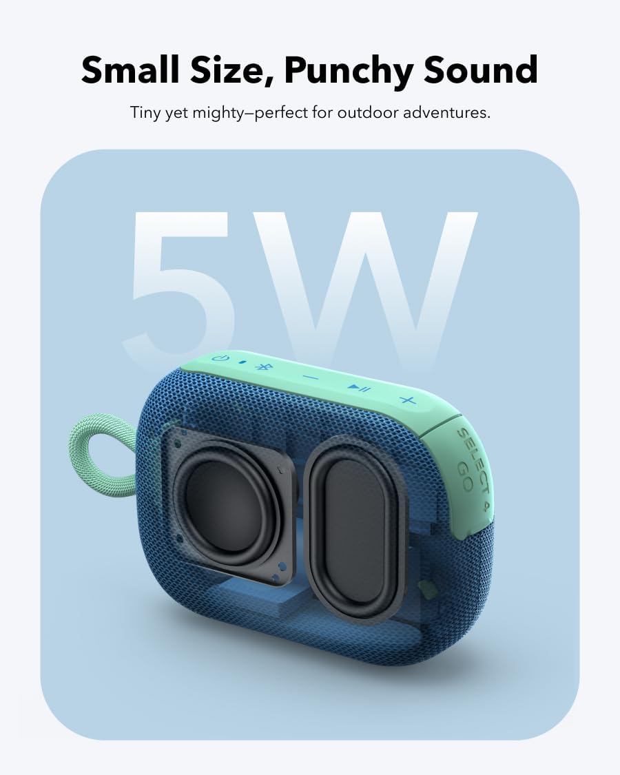 Small Size, Punchy Sound  
Tiny yet mighty—perfect for outdoor adventures.  

5W  

SELECT GO
