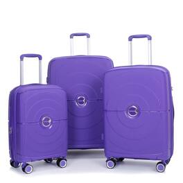 BreeBe - Expandable Hardshell Suitcase Set with Double Spinner Wheels and TSA Lock, Polypropylene, 3-Piece Set (20/24/28) - Purple