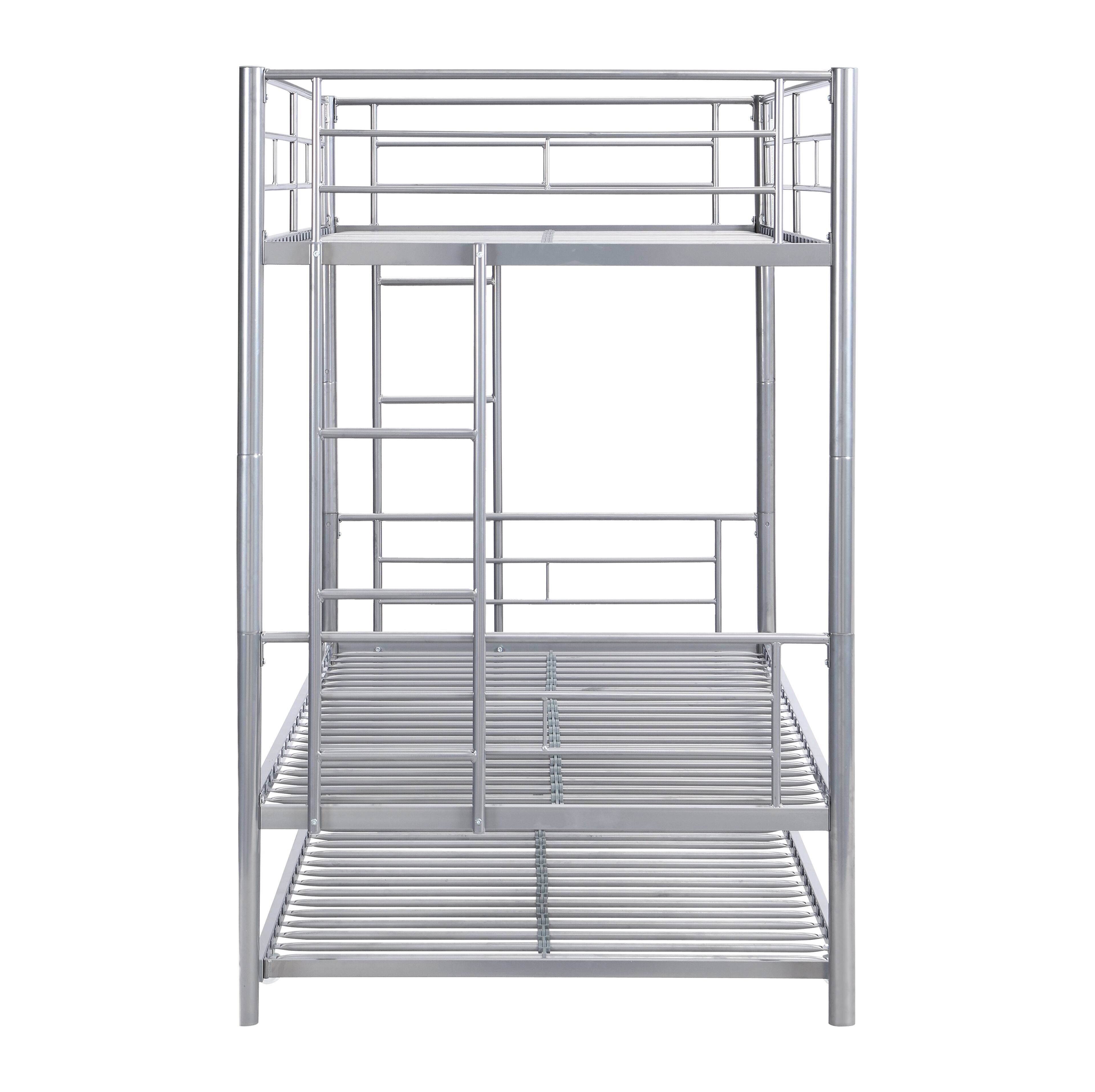 Alt View 8. Boyel Living - Metal Bunk Bed with Trundle Silver Twin Over Twin Strong Steel Frame Easy Assembly No Box Spring Needed - Silver.