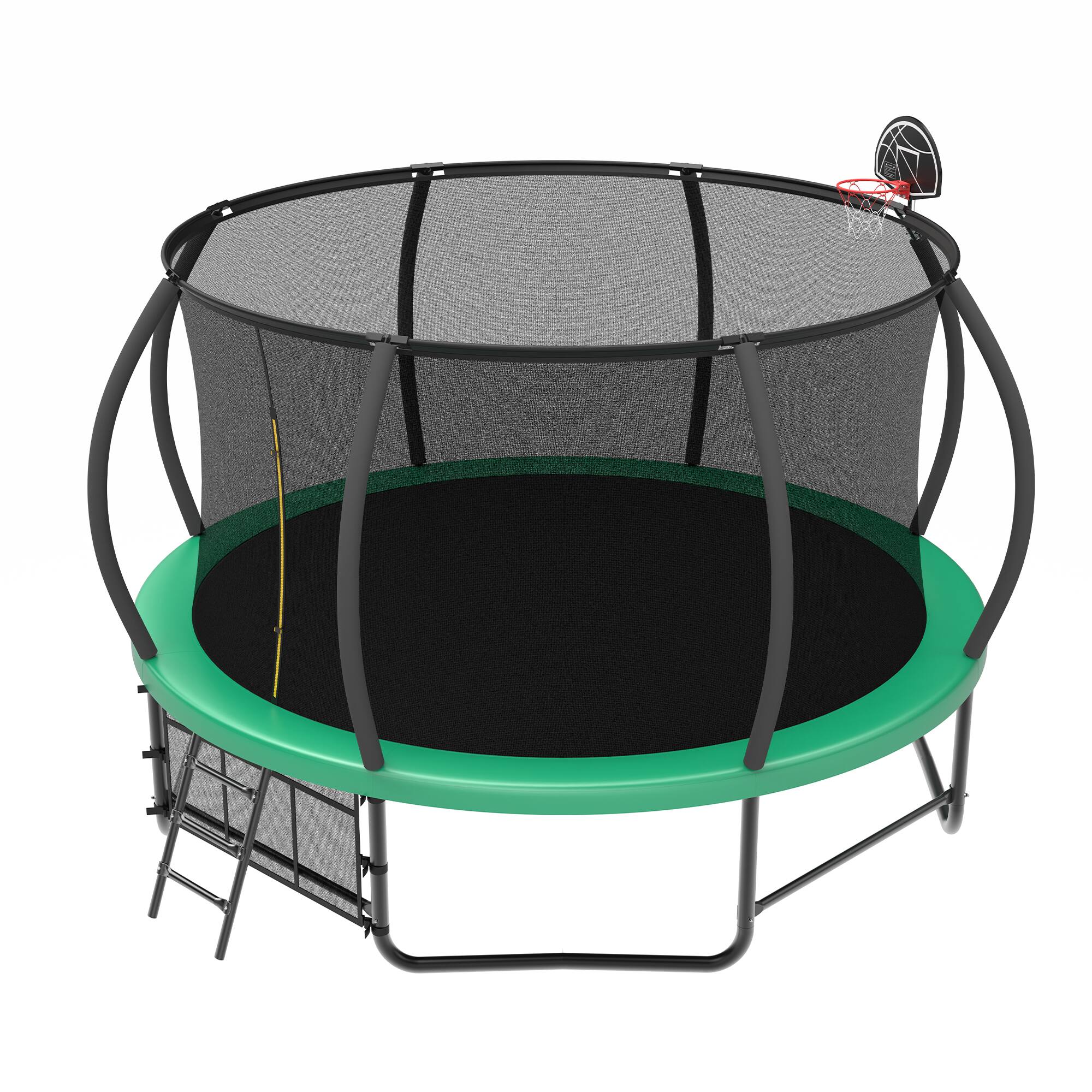 Left. LOVMOR - Lovmor 14 FT Trampoline with Ladder and Safety Enclosure Recreational Trampoline for Kids.