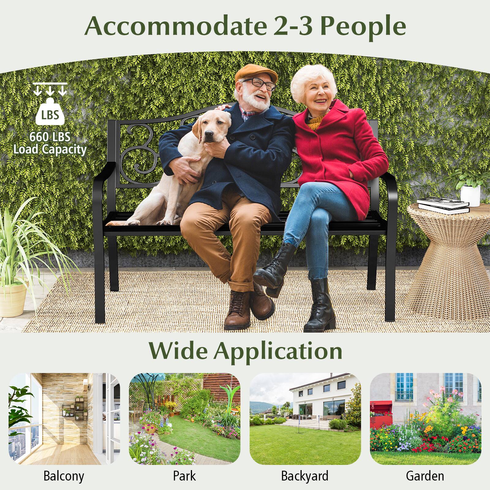 Accommodate 2-3 People, LBS 660 LBS Load Capacity, Wide Application, Balcony, Park, Backyard, Garden