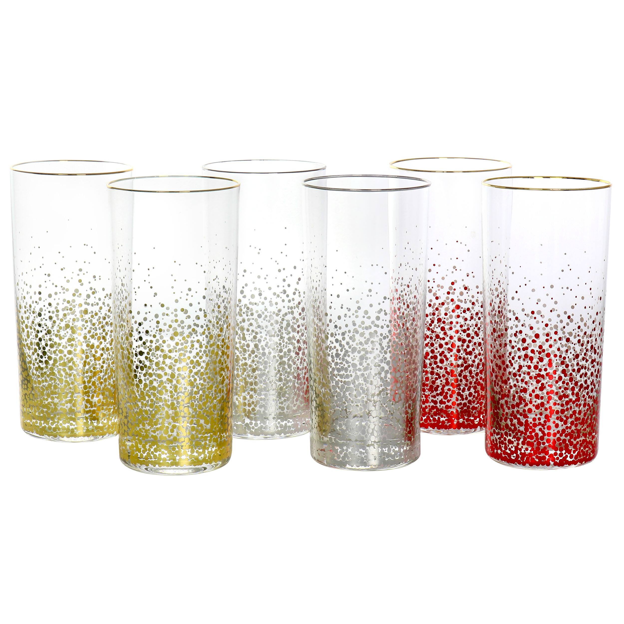 Front. Gibson - Laurie Gates California Designs Audrey Hill 6 Piece 16oz Glass Tumbler Set in Assorted Colors - Assorted.