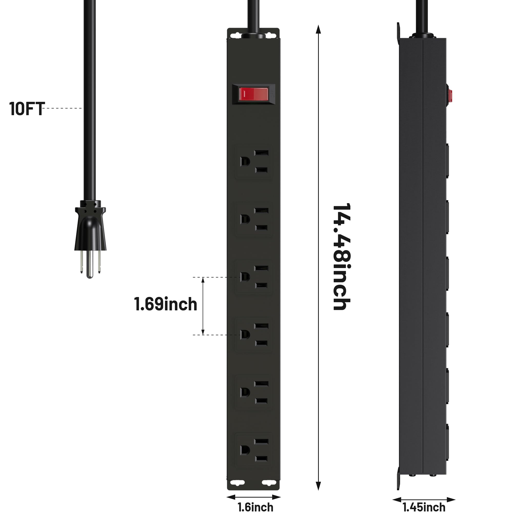 10FT  
14.48inch  
1.69inch  
1.6inch  
1.45inch