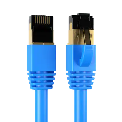 Front. Cables Direct Online - Cat8 Ethernet Cable 2FT, 40Gbps High-Speed RJ45 Shielded Copper Cord for Router, PC & Gaming - Blue.