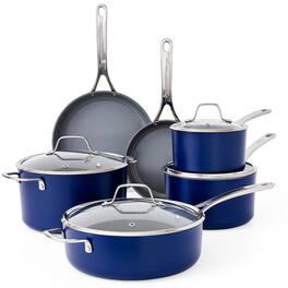 Sur La Table - Angelie 10 Piece Nonstick Ceramic Enameled Aluminum Cookware Set - Blue