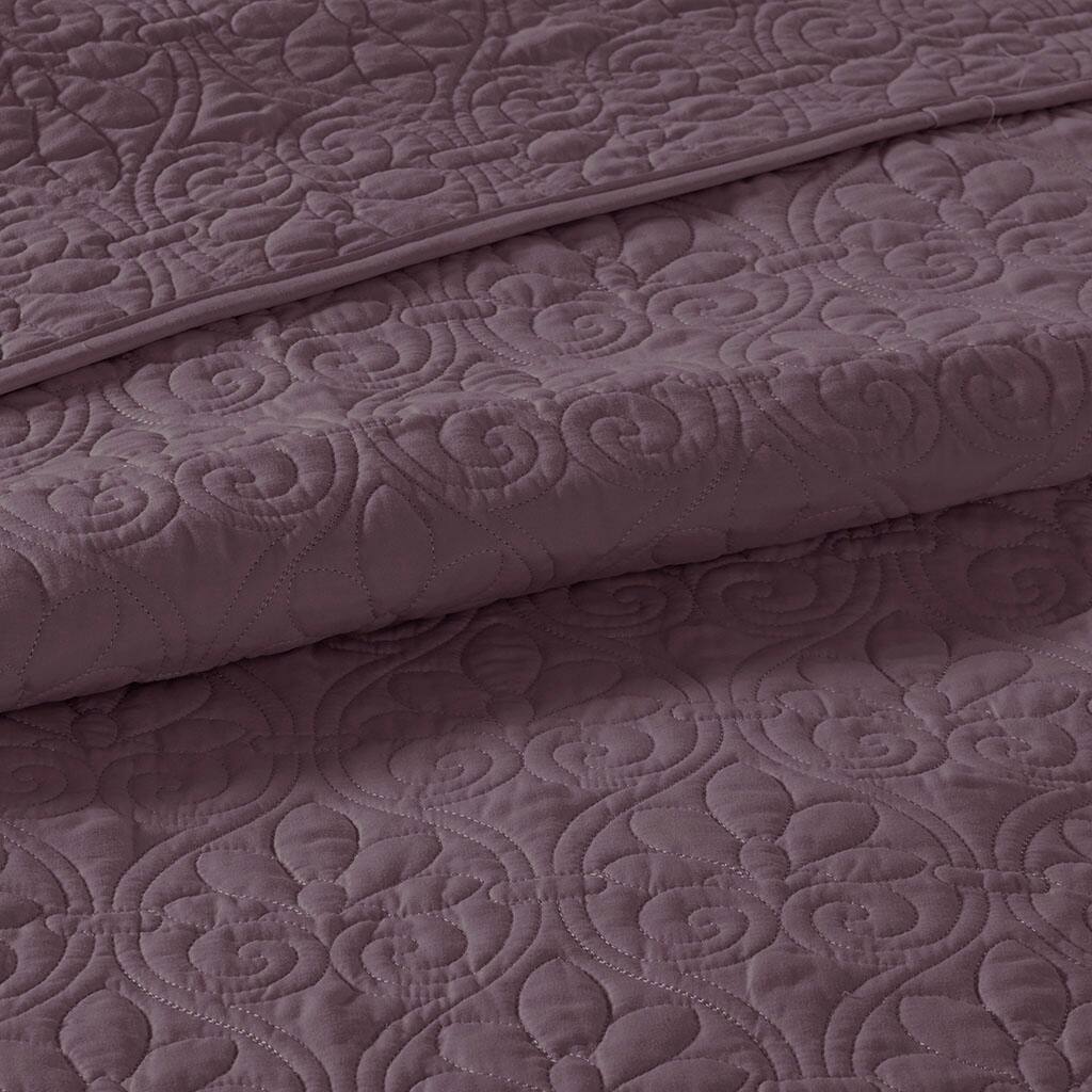 Alt View 5. Gracie Mills - Gracie Mills Sandy Reversible Bedspread Set with Classic Stitch Pattern - Purple.