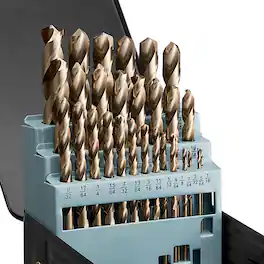 VEVOR - Cobalt Drill Bit Set, 29 Pcs, M35 High Speed Steel Cobalt Drill Bits with Storage Case, for Drilling Metal - dark gold