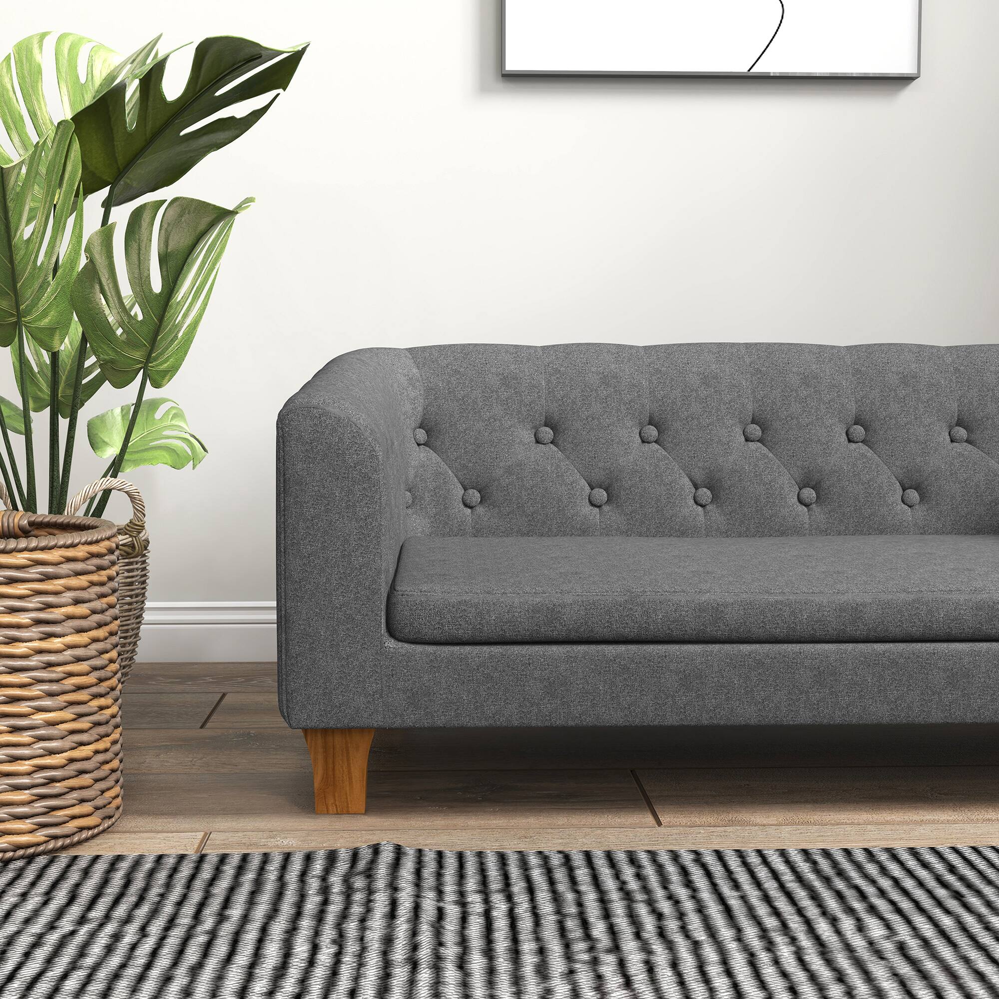 Alt View 4. Pawhut - Raised Dog Sofa, Elevated Pet Couch with Removable Soft Cushion, Anti-Slip Pads, Simple Installation - Gray.