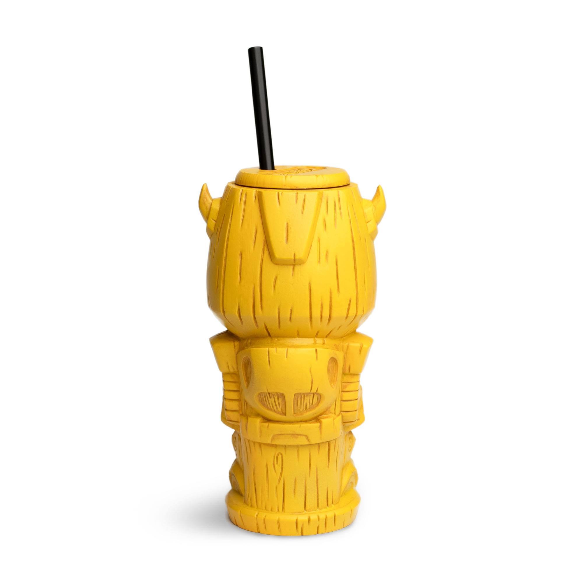 Alt View 1. Transformers - Geeki Tikis Transformers Bumblebee Plastic Tumbler with Straw | Holds 25 Ounces - Yellow.
