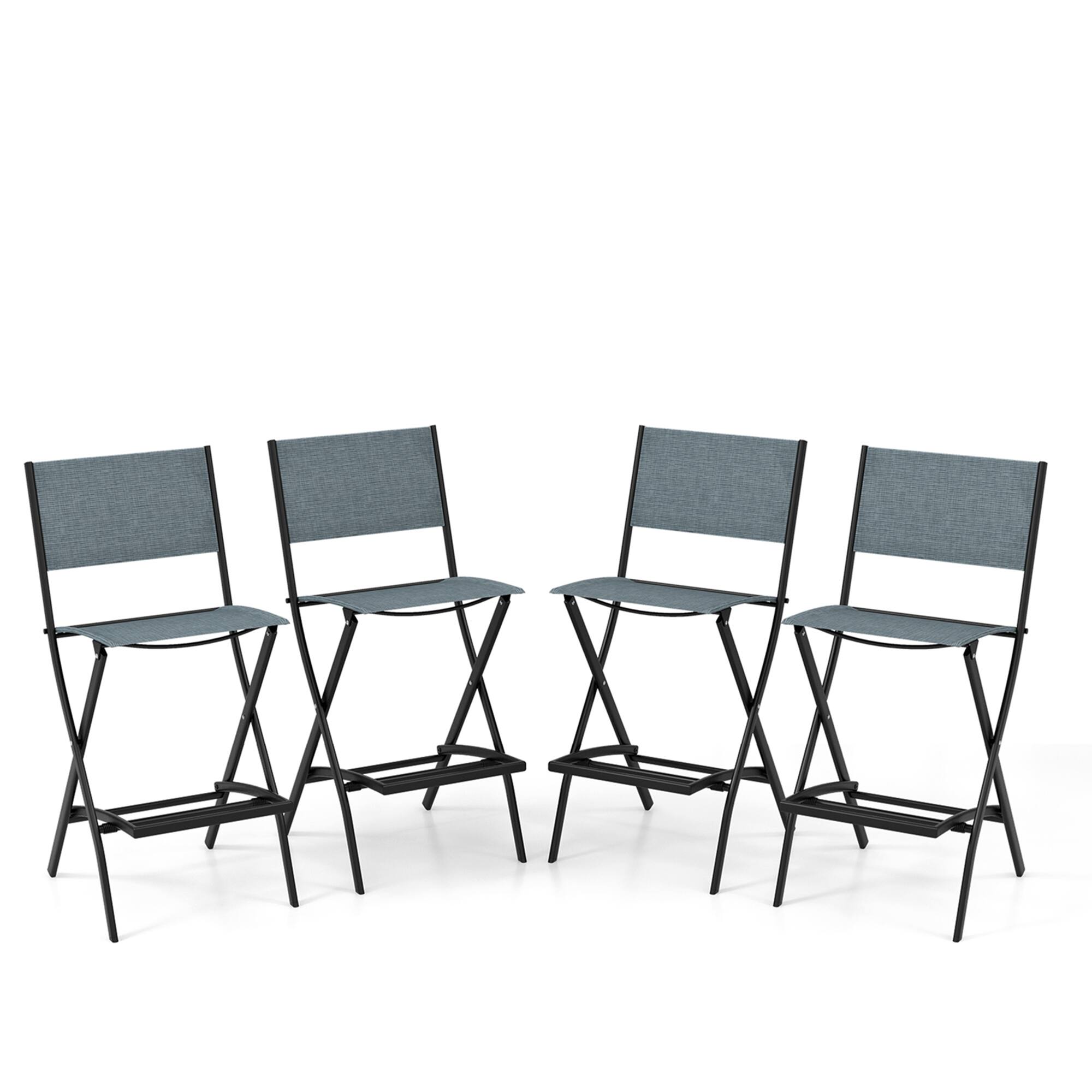 Costway - Set of 4 Outdoor Bar Chair Folding Bar Height Stool with Metal Frame - Blue price history on PriceWatchPro